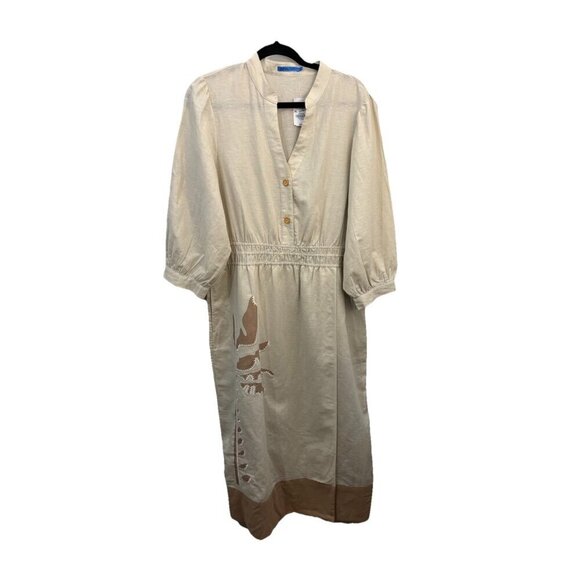 j mclaughlin Tan Beige Tropical Palermo Dress Midi Women XL - Picture 2 of 16